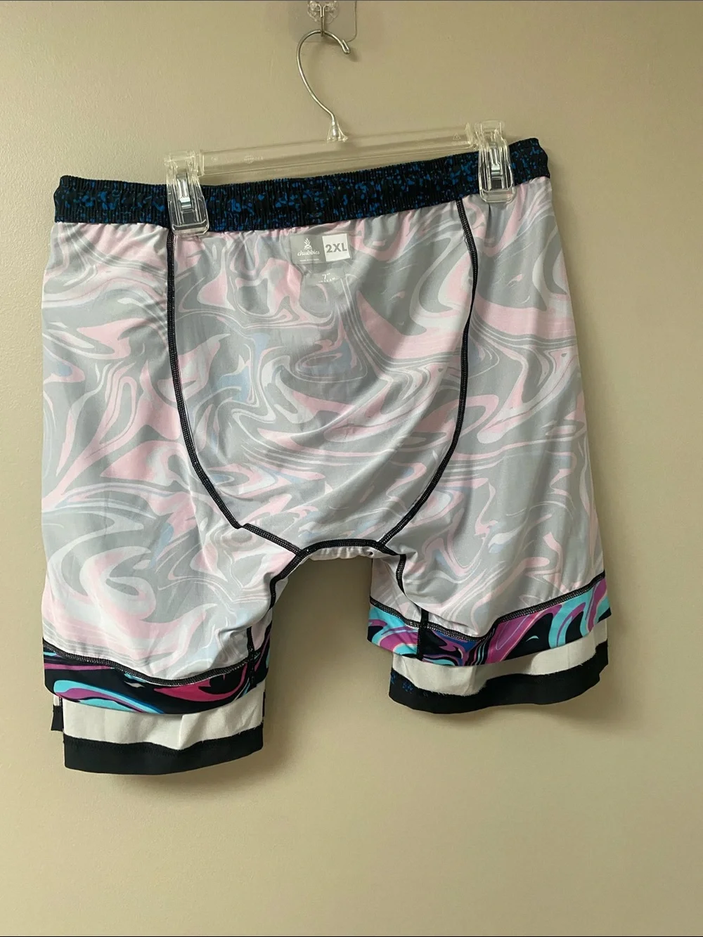 chubbies Black Swim Trunks with Blue Speckle 7” inseam 2XL
